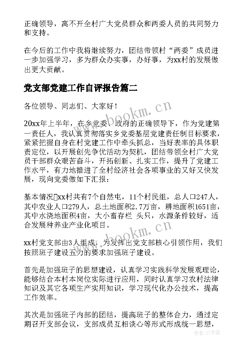 党支部党建工作自评报告(大全8篇)