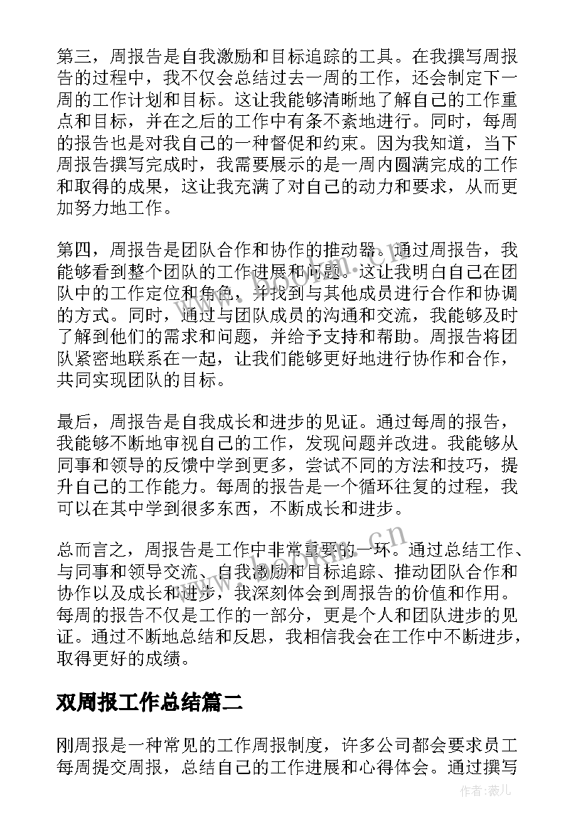 2023年双周报工作总结(精选5篇)