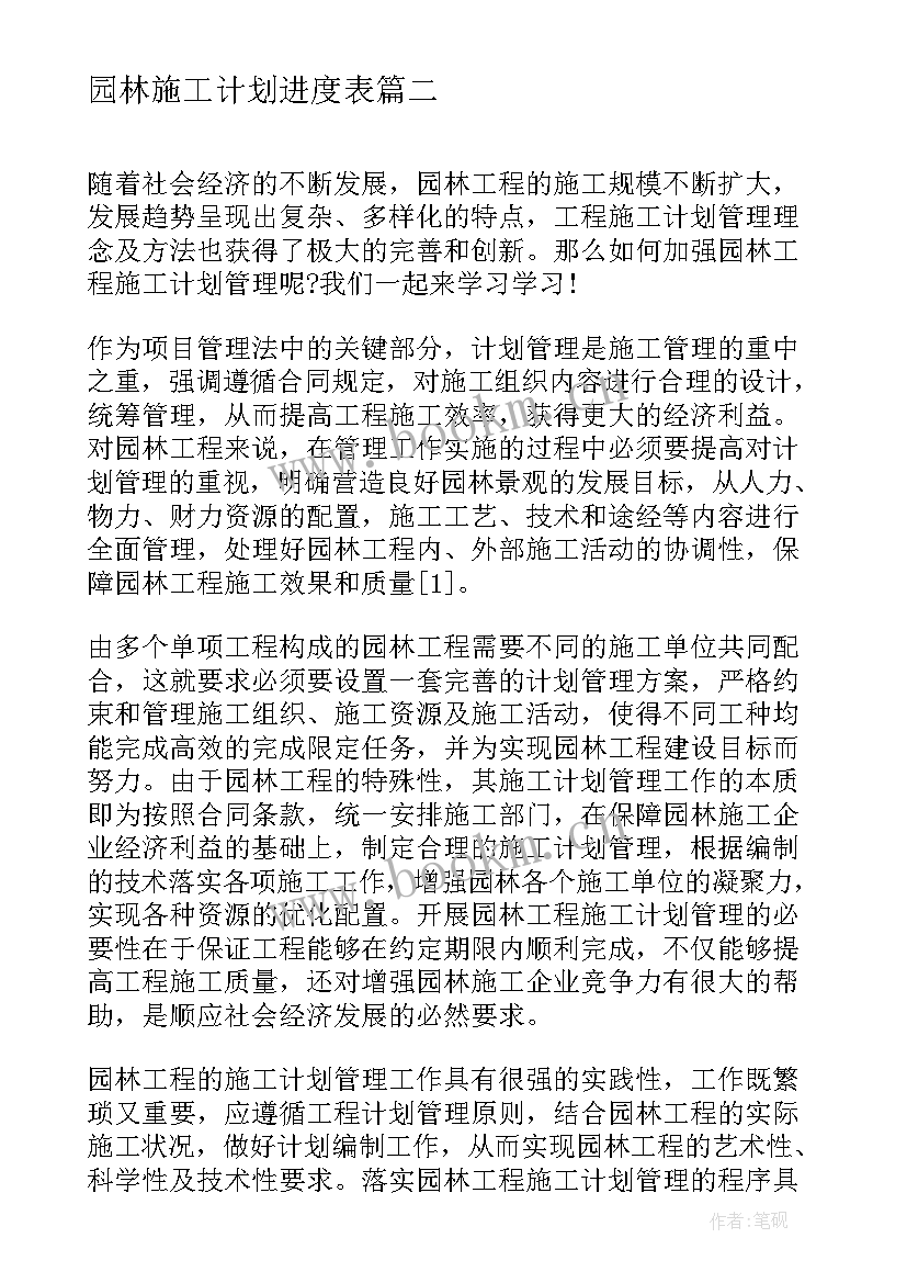 最新园林施工计划进度表 园林施工员个人工作总结与计划(实用5篇)