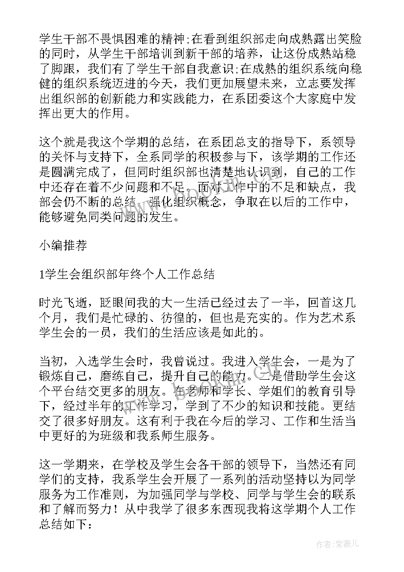 2023年学生组织个人总结(优质5篇)