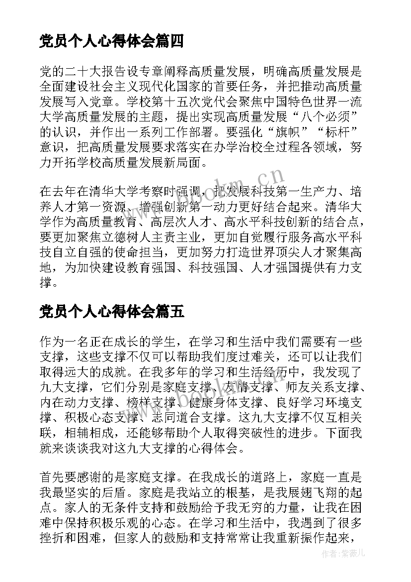 2023年党员个人心得体会 九大支撑心得体会(模板5篇)