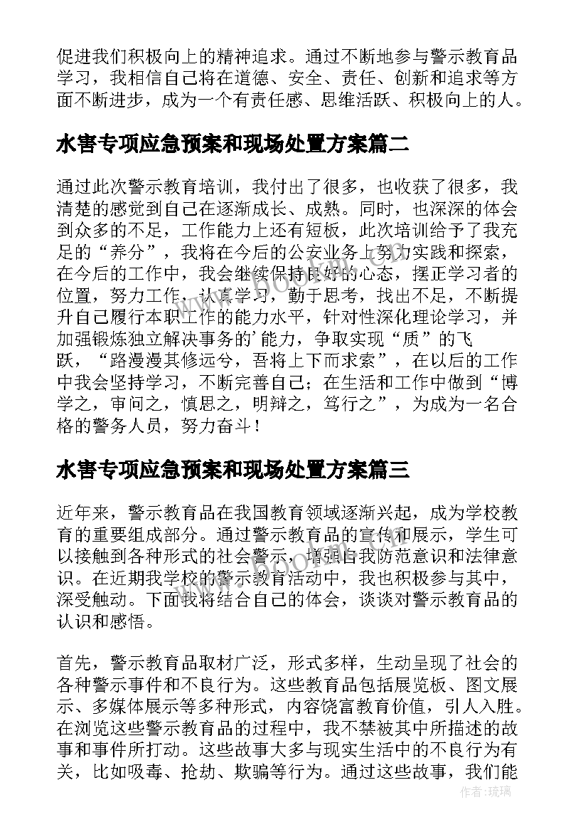 水害专项应急预案和现场处置方案(精选6篇)