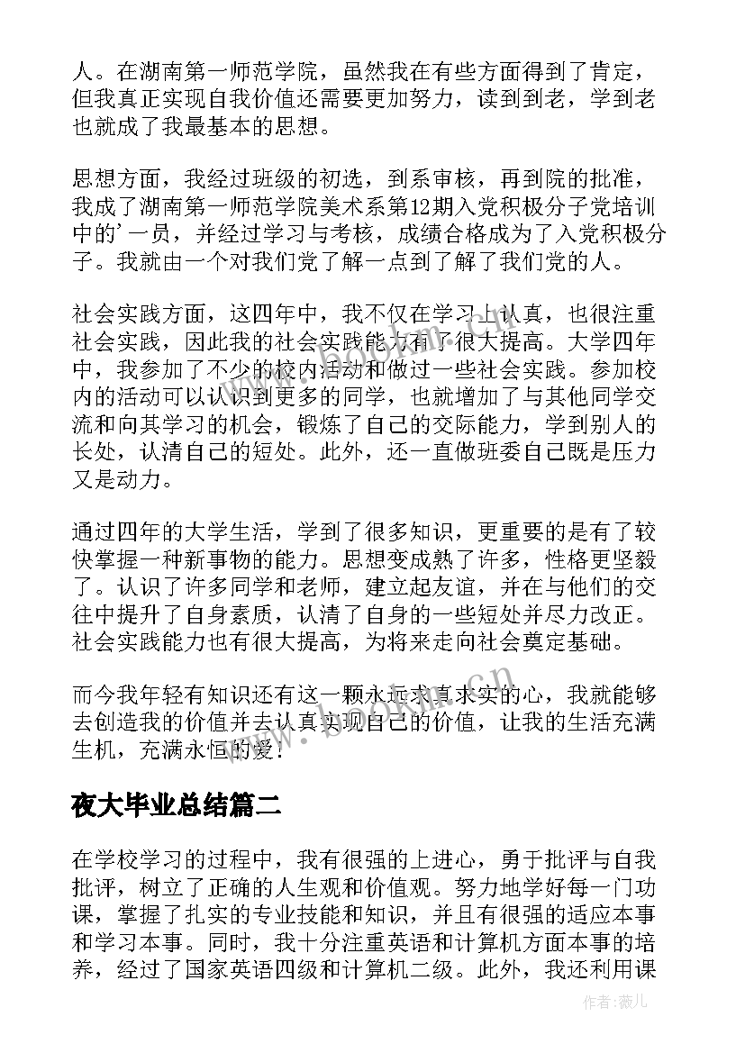 2023年夜大毕业总结(优质5篇)