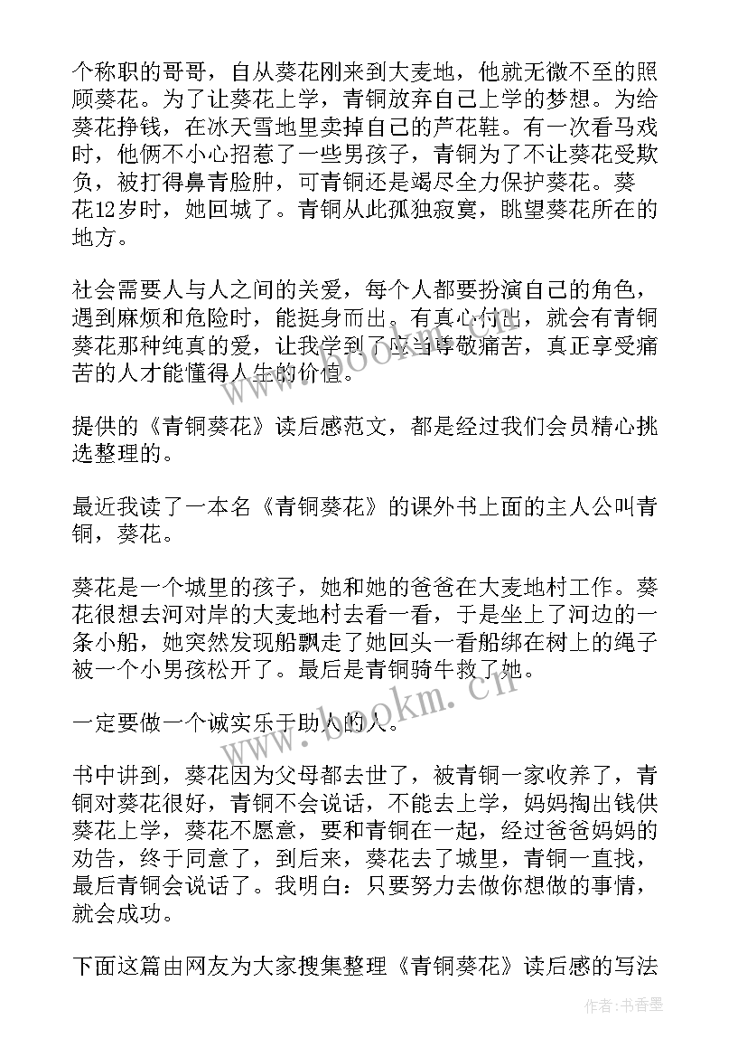 2023年青铜葵花读后感简介 初中青铜葵花的读后感青铜葵花读后感(优秀10篇)