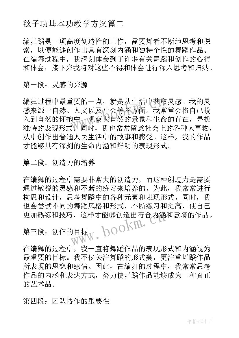 毯子功基本功教学方案(实用6篇)