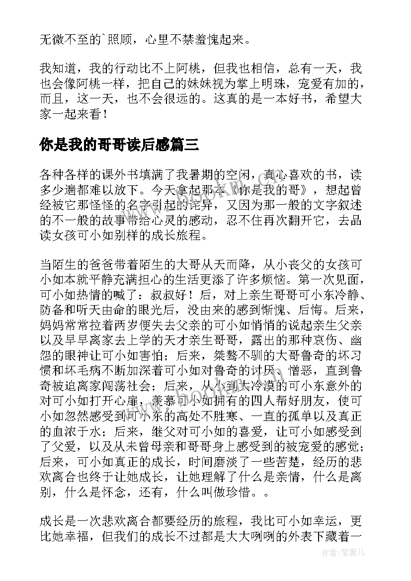 2023年你是我的哥哥读后感(实用7篇)