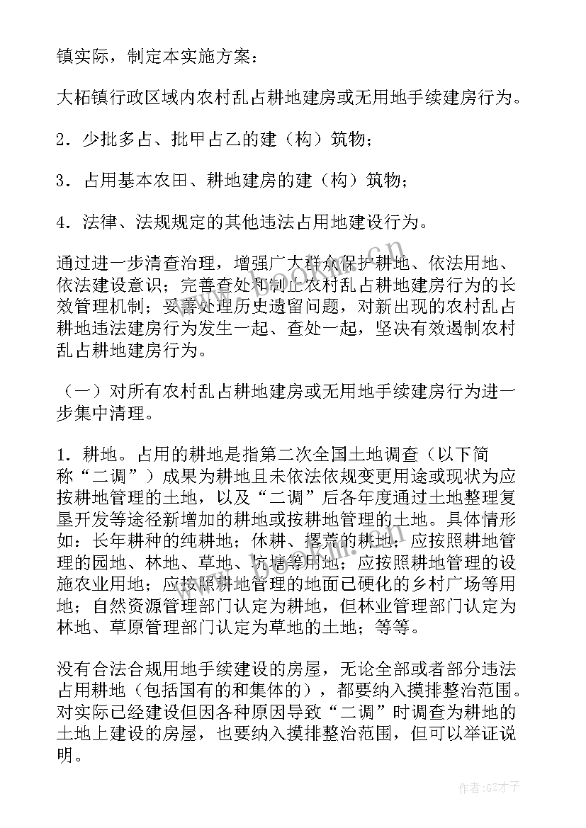 垦造耕地整改 乱占耕地建房整治工作方案(通用5篇)