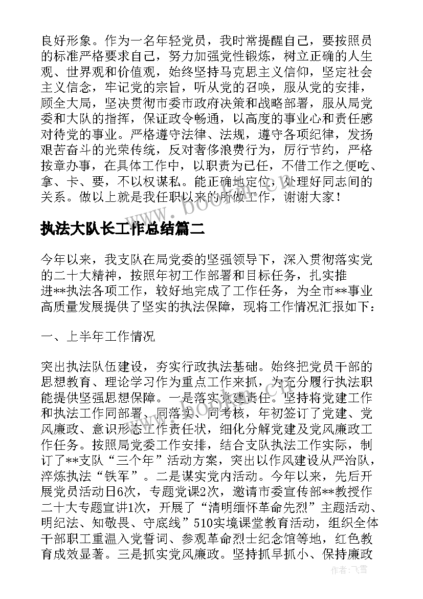 2023年执法大队长工作总结(优秀5篇)