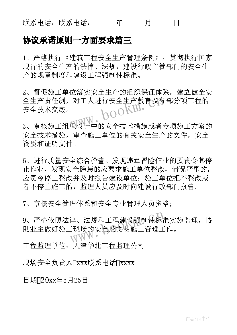 最新协议承诺原则一方面要求(通用7篇)