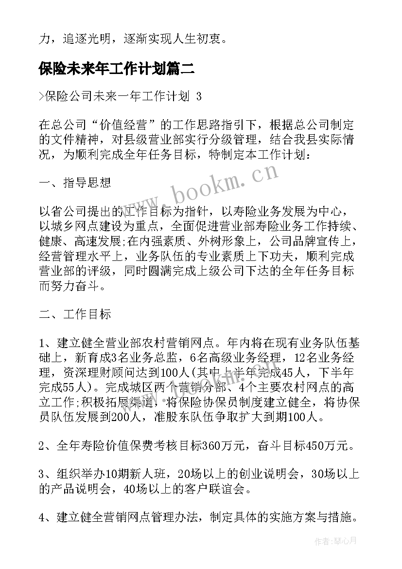 保险未来年工作计划(通用5篇)