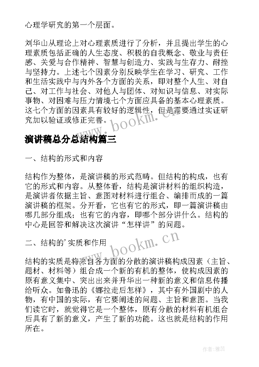 2023年演讲稿总分总结构(汇总5篇)