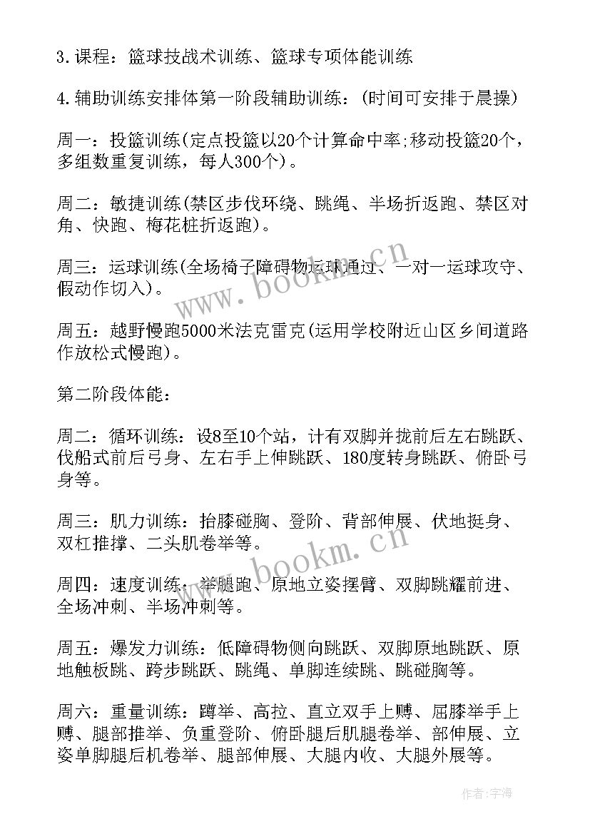 2023年篮球训练营计划方案 篮球队训练计划(优质7篇)