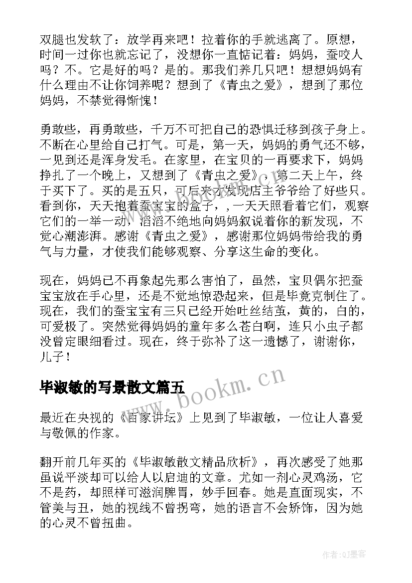 毕淑敏的写景散文 毕淑敏散文读后感(实用9篇)