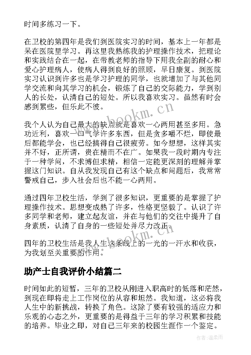 助产士自我评价小结(实用6篇)