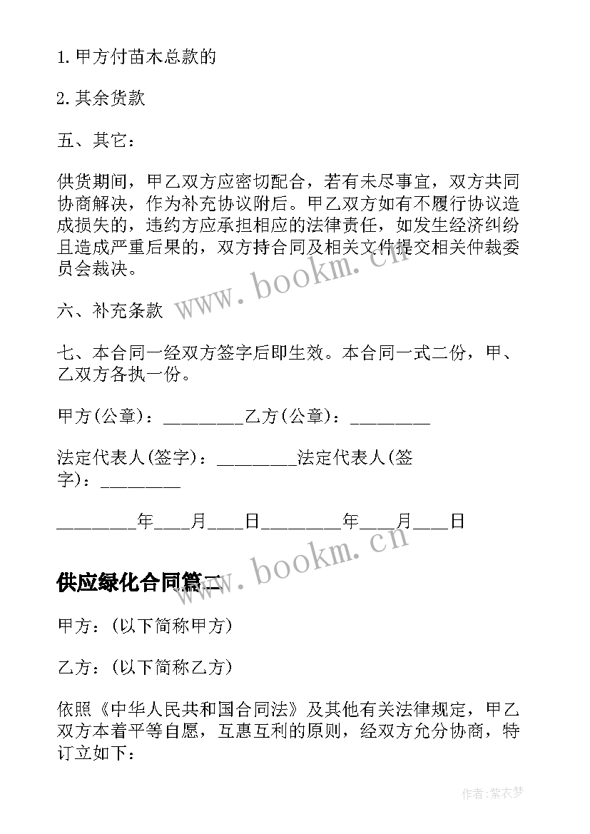 2023年供应绿化合同(模板5篇)