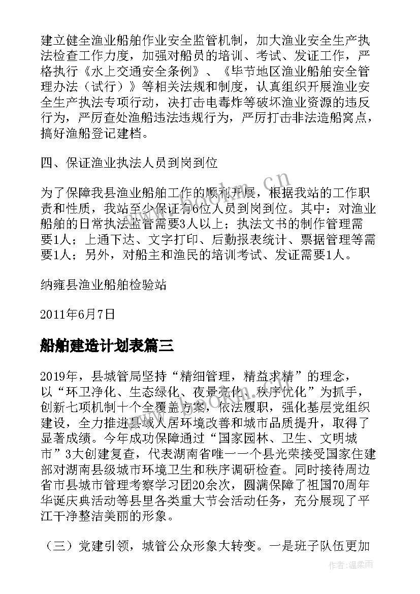 船舶建造计划表 船舶垃圾分类工作计划优选(优质5篇)