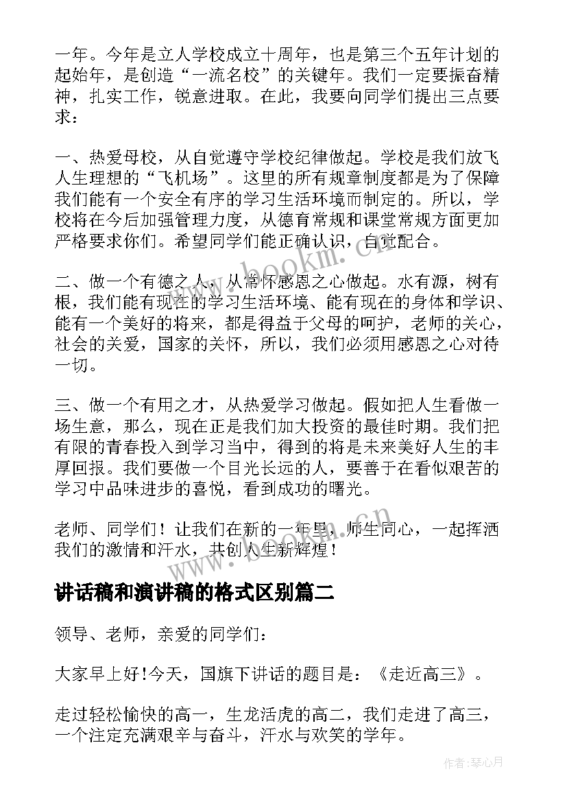 最新讲话稿和演讲稿的格式区别 旗下讲话演讲稿(优质8篇)