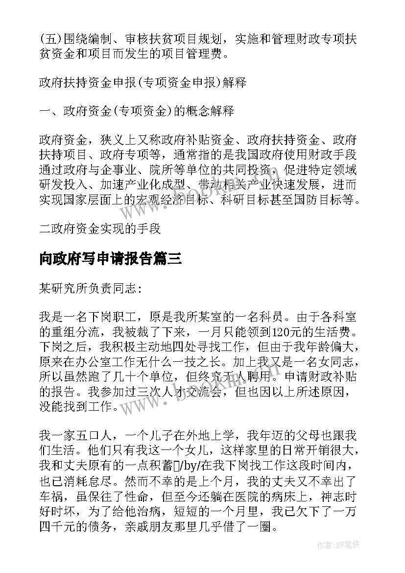 2023年向政府写申请报告(精选8篇)