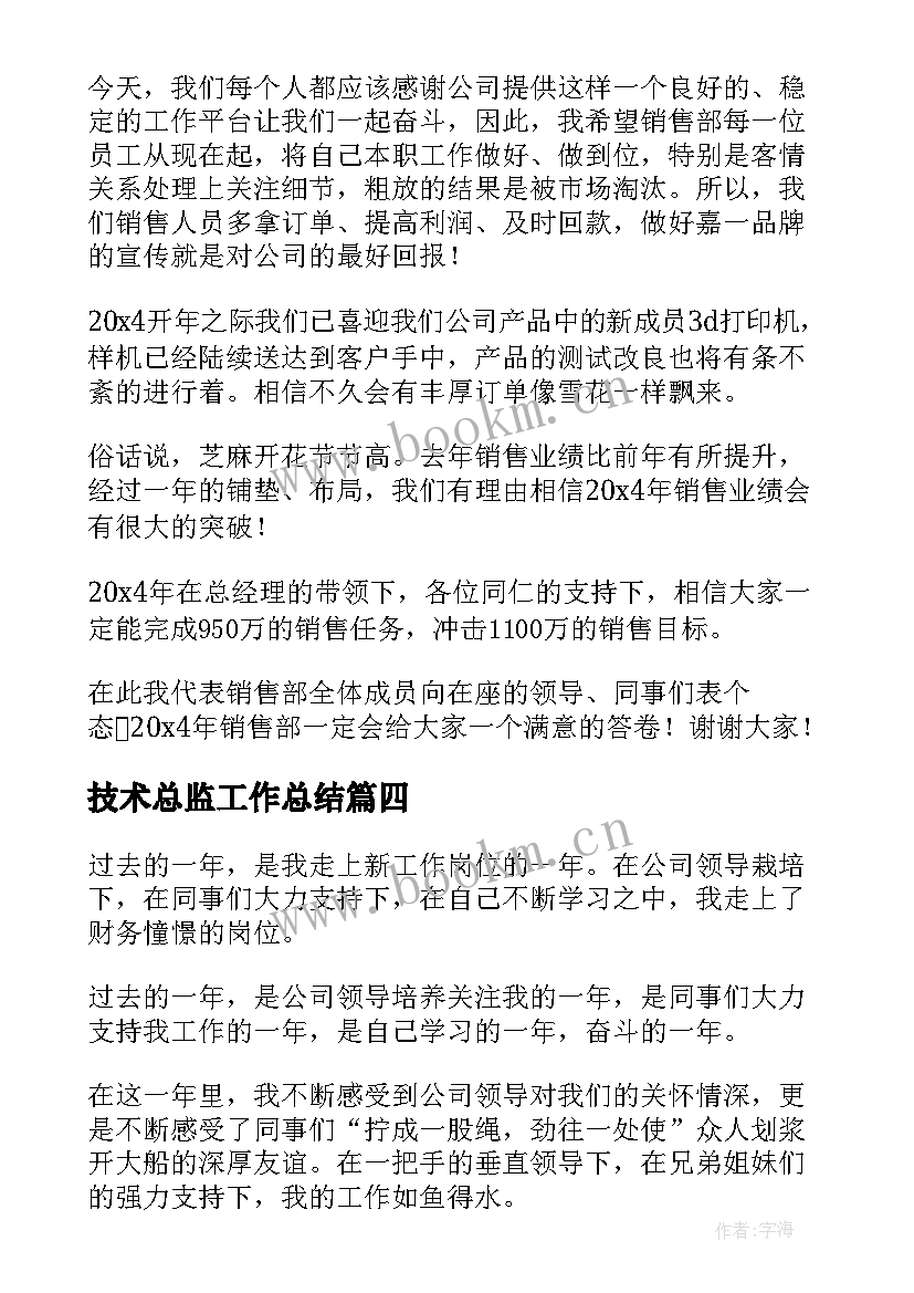 技术总监工作总结(模板5篇)