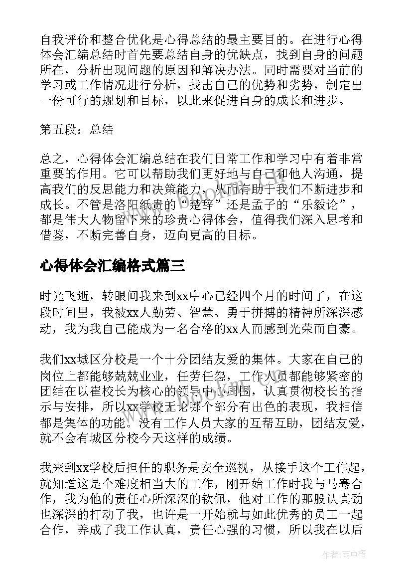 最新心得体会汇编格式(精选5篇)