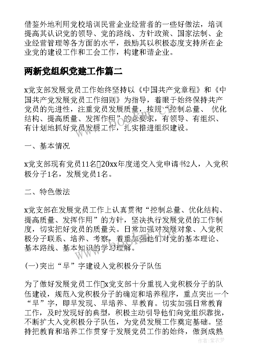 最新两新党组织党建工作 两新党组织党建工作总结(汇总7篇)