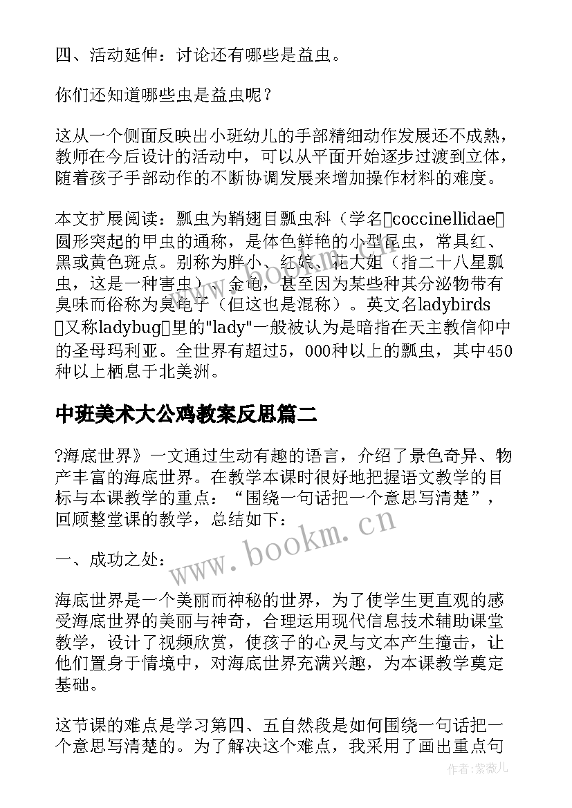 中班美术大公鸡教案反思(大全10篇)