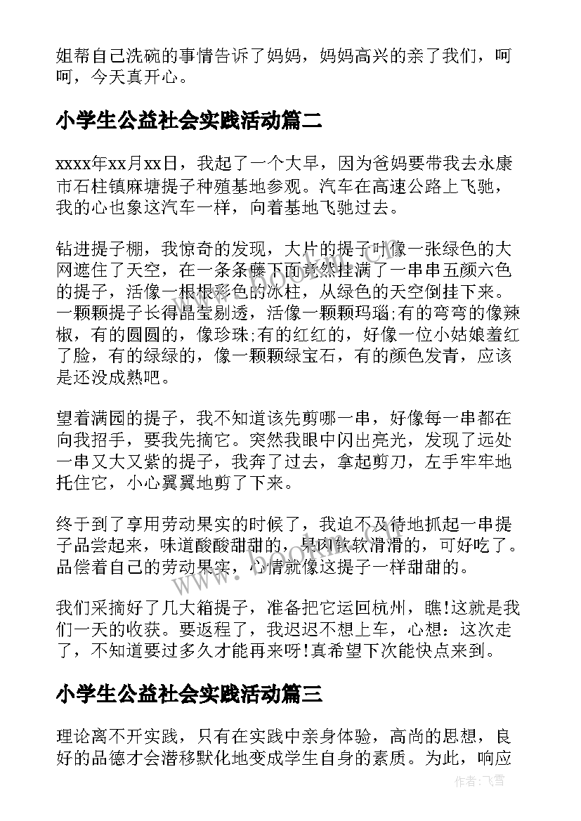 2023年小学生公益社会实践活动 小学生实践报告(优秀5篇)