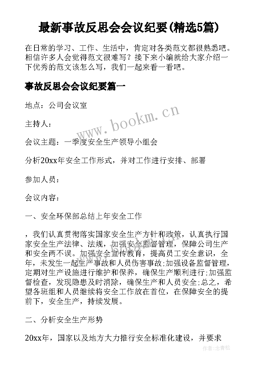 最新事故反思会会议纪要(精选5篇)