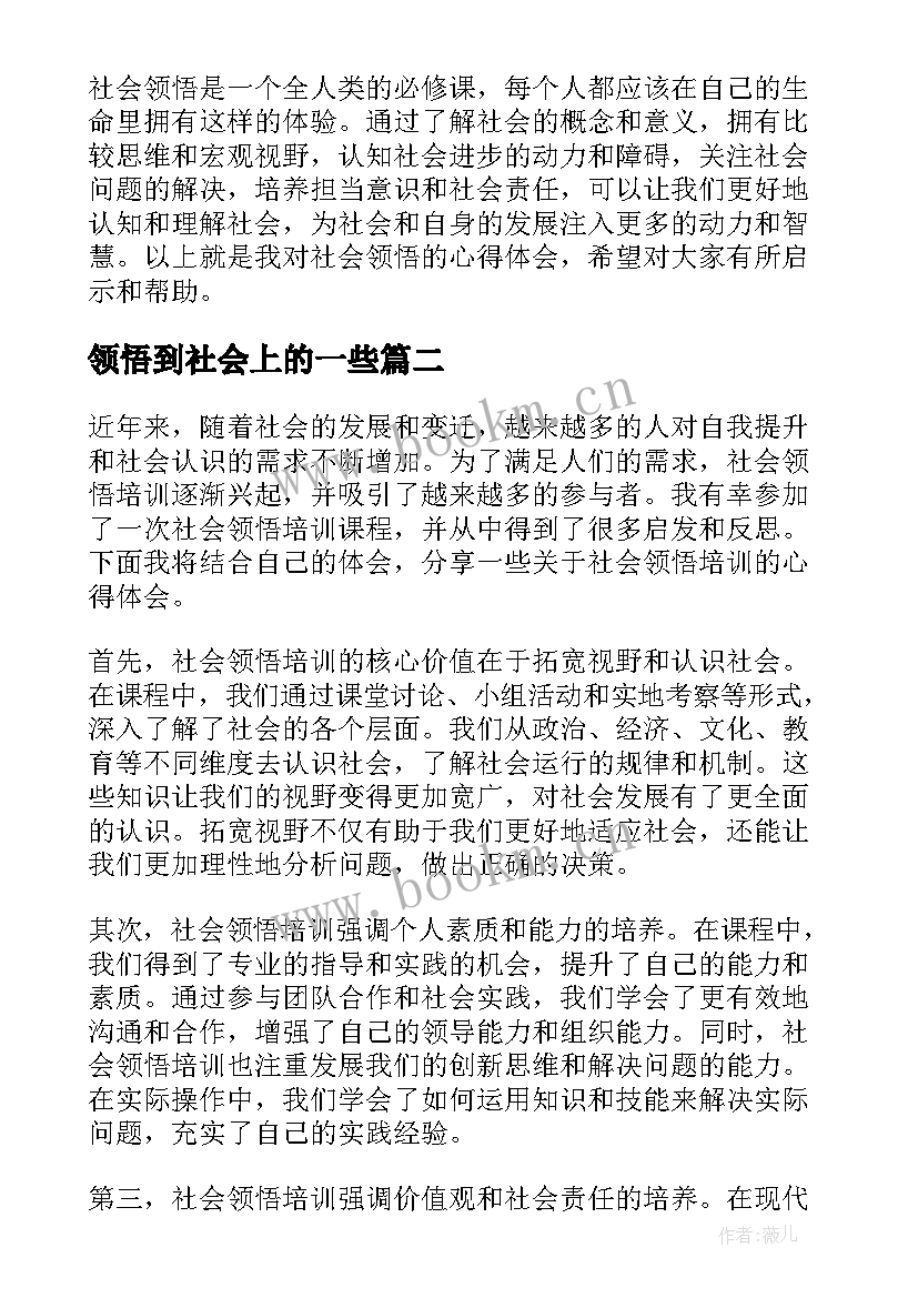 领悟到社会上的一些 社会领悟心得体会(优质5篇)