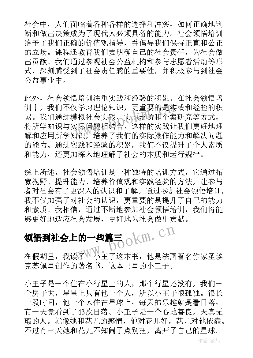 领悟到社会上的一些 社会领悟心得体会(优质5篇)