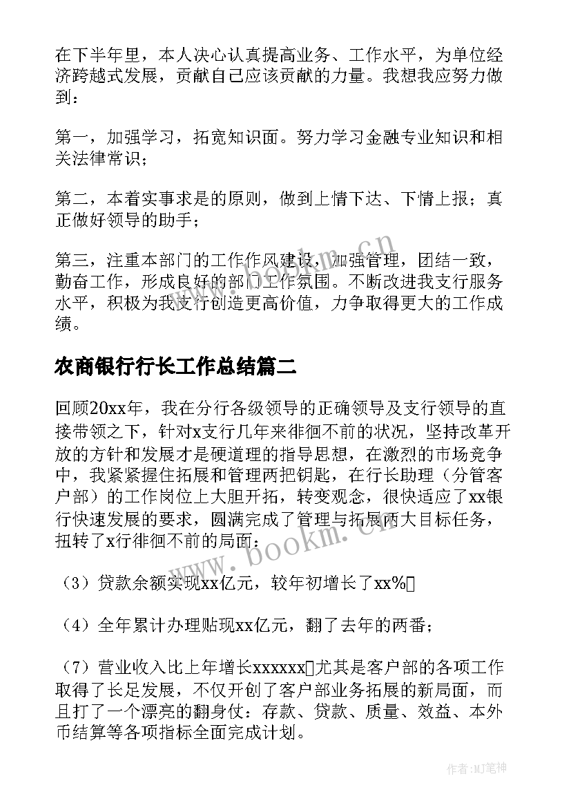 2023年农商银行行长工作总结 银行支行行长工作总结(汇总10篇)