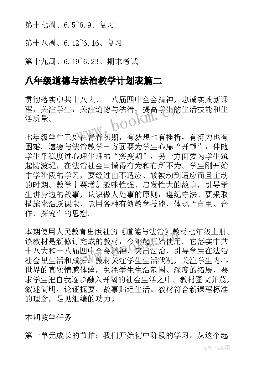 最新八年级道德与法治教学计划表 一年级道德与法治教学计划(优秀6篇)