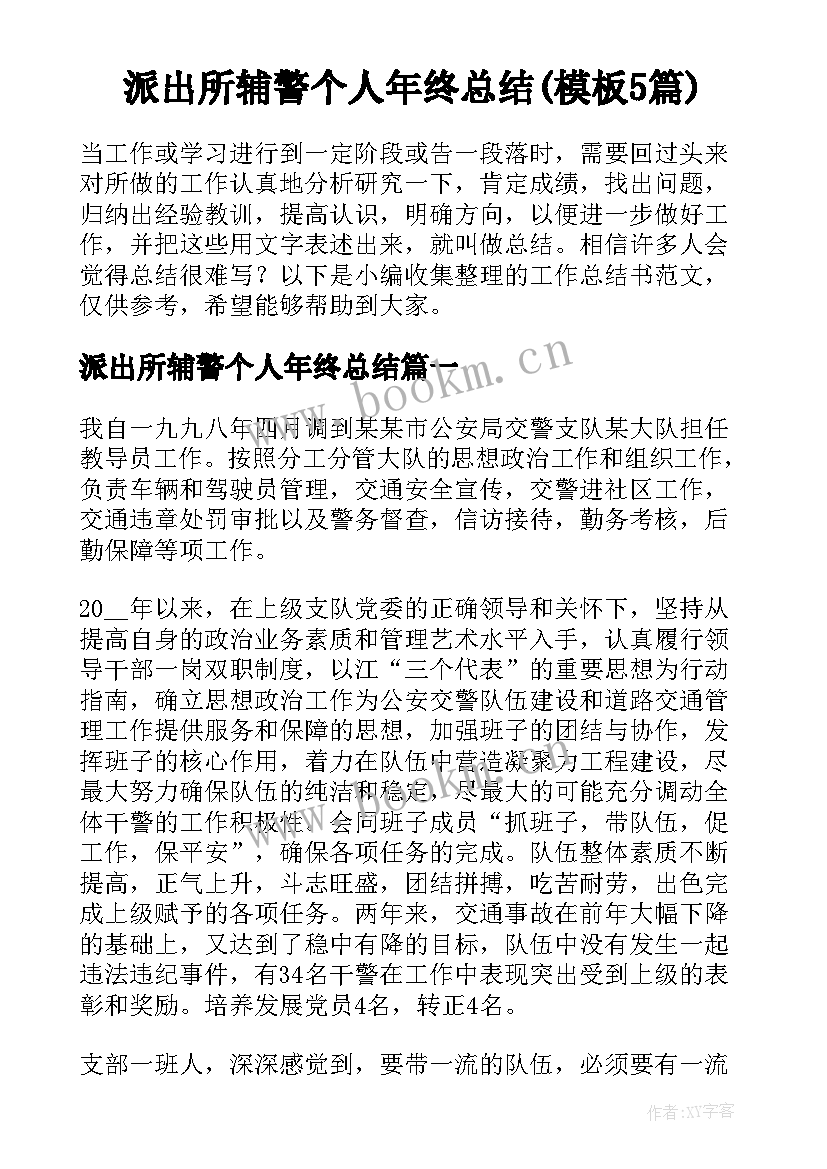 派出所辅警个人年终总结(模板5篇)