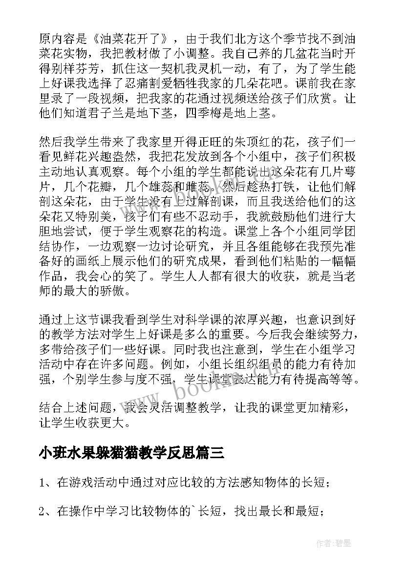 2023年小班水果躲猫猫教学反思(汇总5篇)