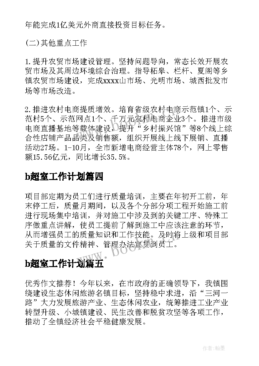 2023年b超室工作计划(通用8篇)