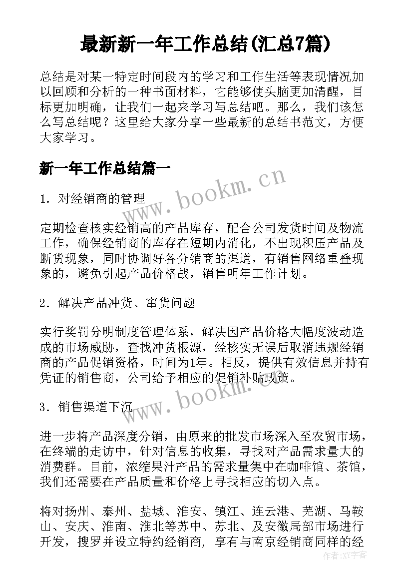 最新新一年工作总结(汇总7篇)