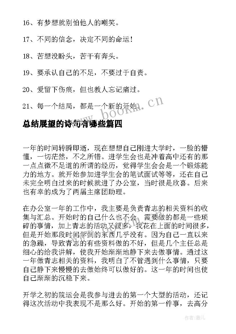 总结展望的诗句有哪些(汇总10篇)