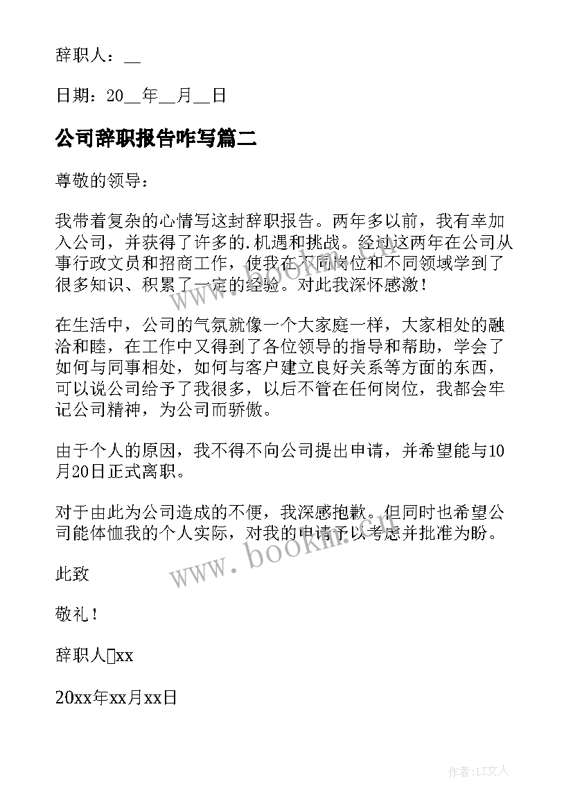 最新公司辞职报告咋写(模板7篇)