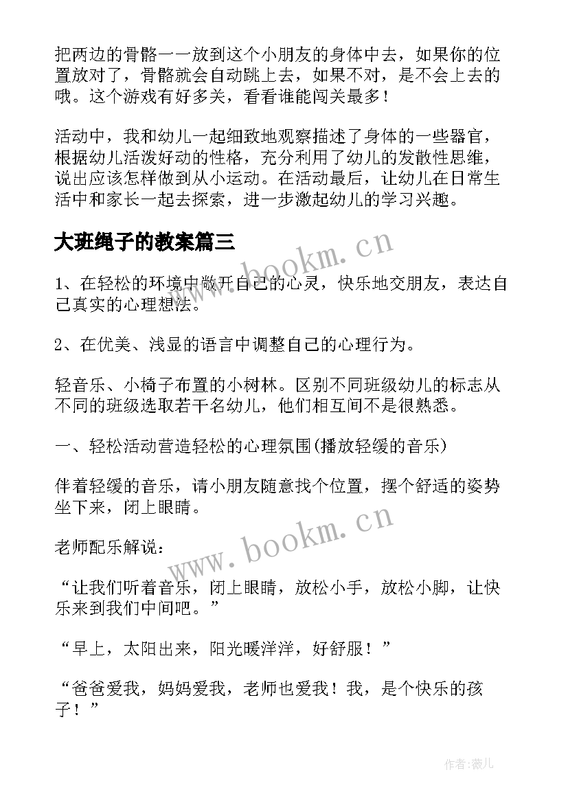 2023年大班绳子的教案 大班健康教案及教学反思(优质6篇)