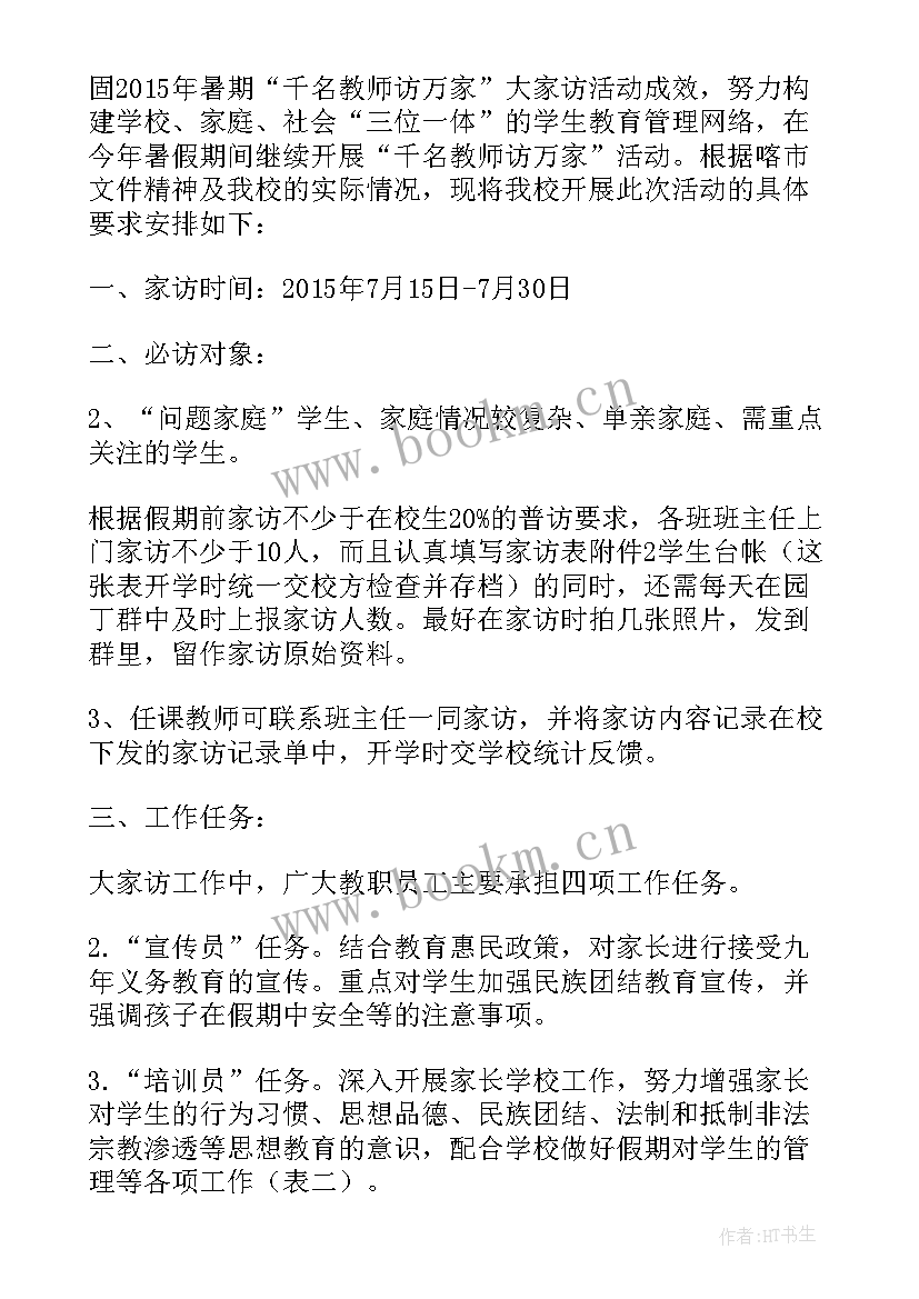 2023年家访活动计划方案(优秀5篇)