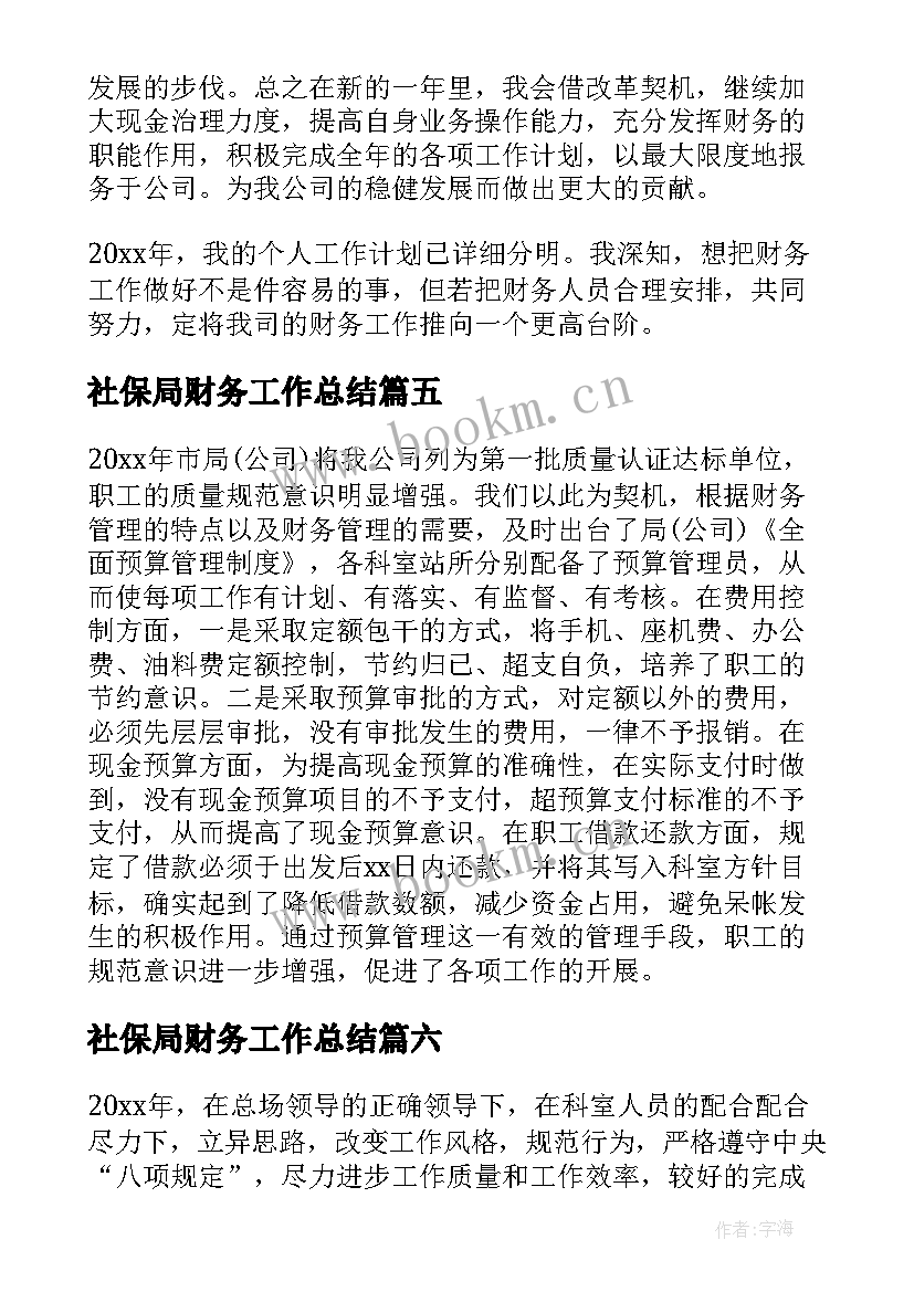 2023年社保局财务工作总结(优秀10篇)