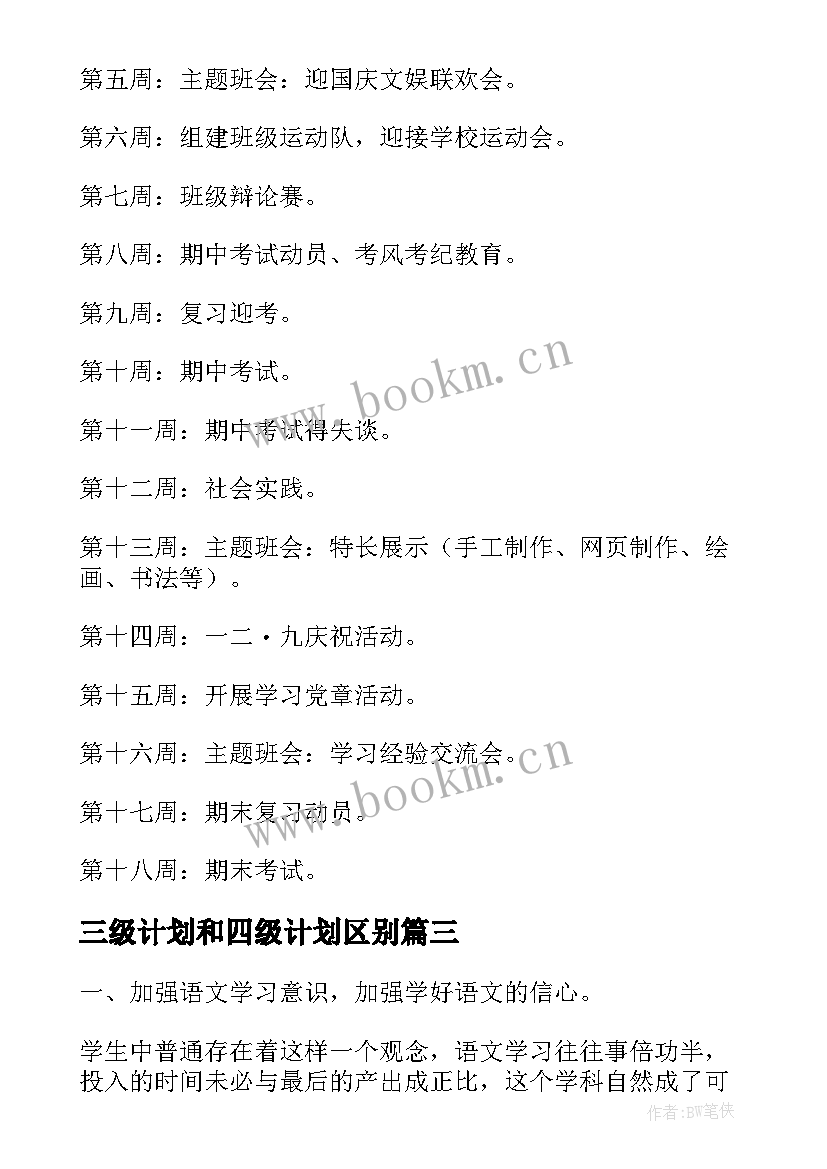 2023年三级计划和四级计划区别 中国舞三级教学计划(优质5篇)