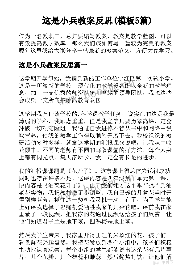 这是小兵教案反思(模板5篇)