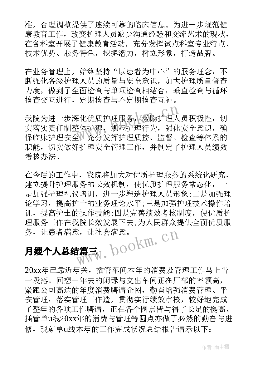 2023年月嫂个人总结(优秀5篇)