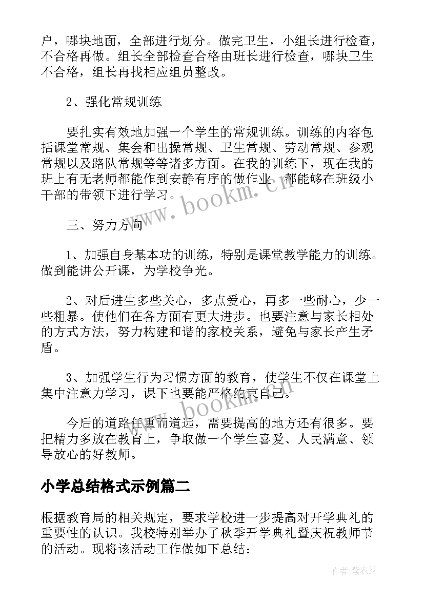 2023年小学总结格式示例 期末总结格式示例必备(优秀5篇)