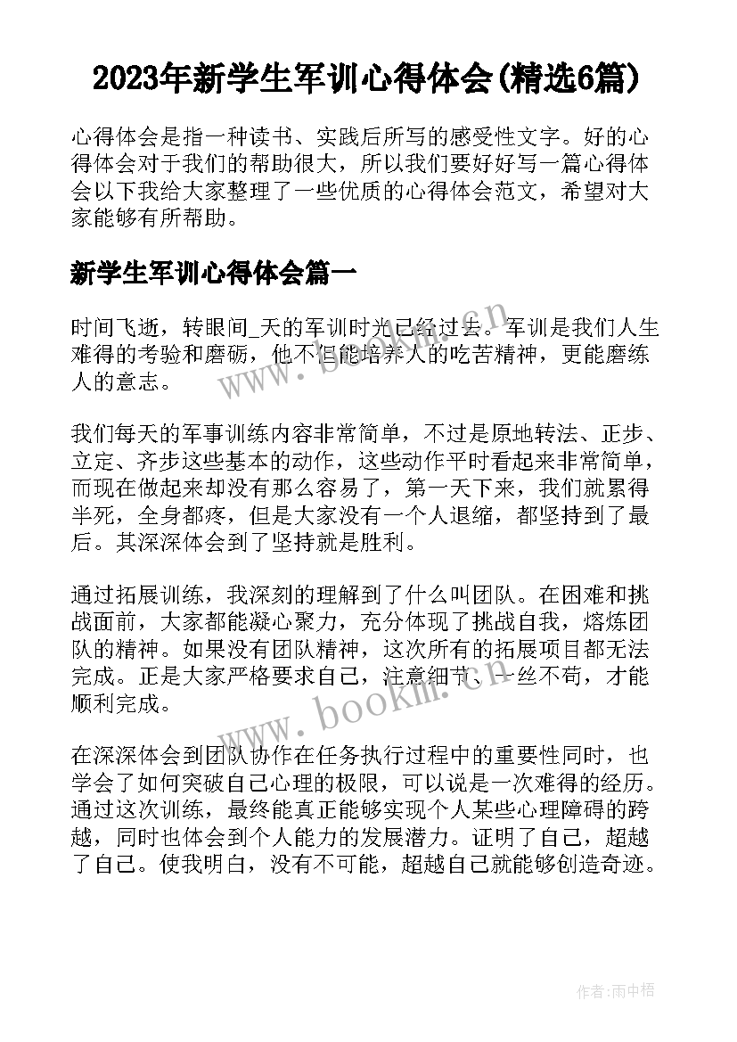 2023年新学生军训心得体会(精选6篇)