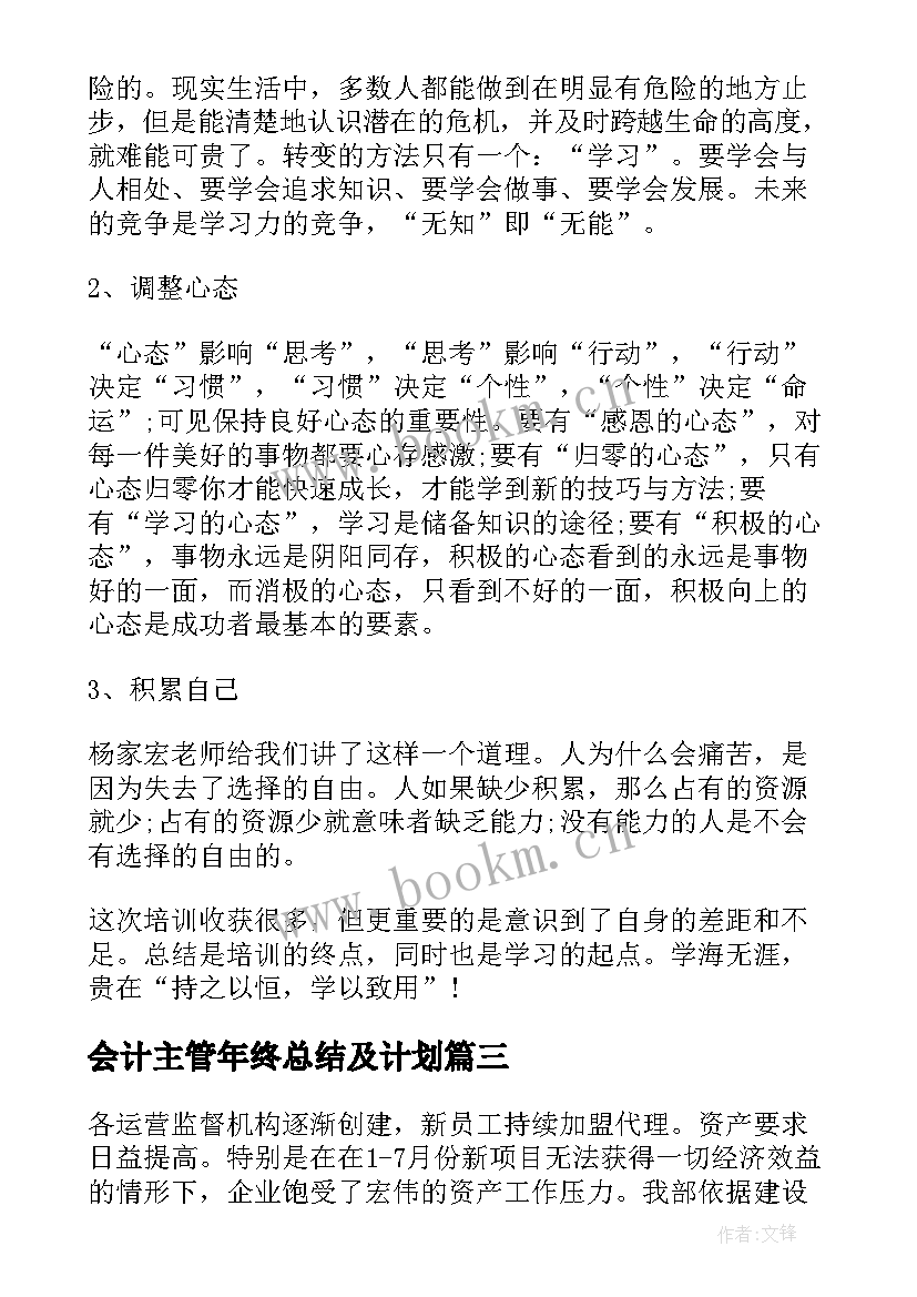 2023年会计主管年终总结及计划(实用5篇)