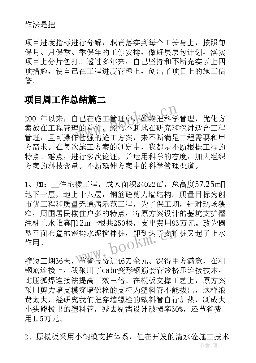 项目周工作总结 项目工作总结(模板6篇)