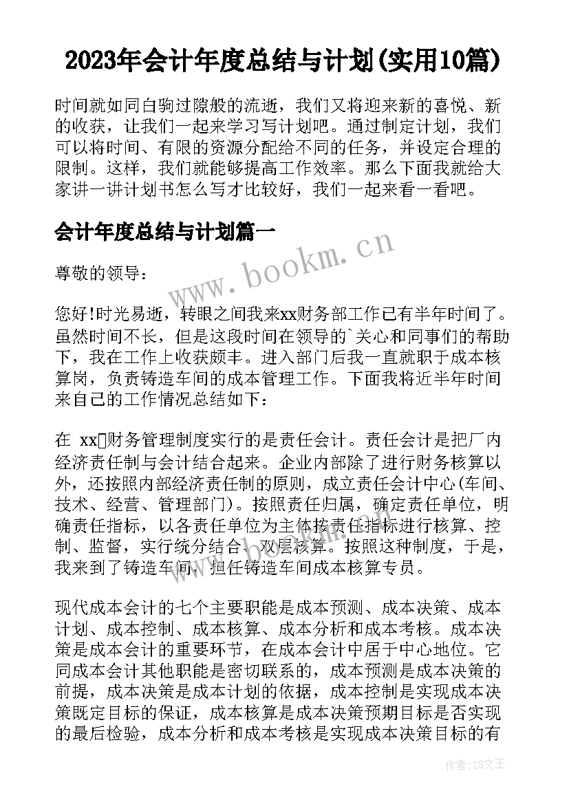 2023年会计年度总结与计划(实用10篇)