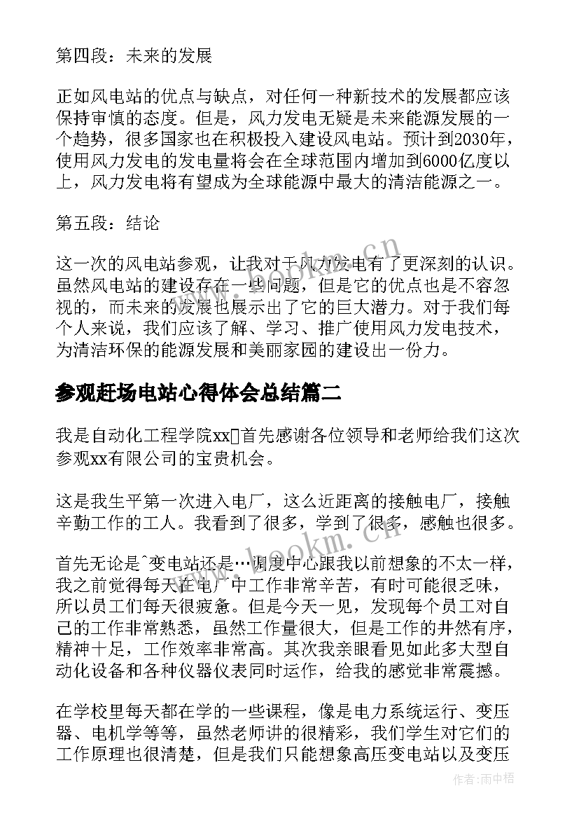 2023年参观赶场电站心得体会总结(优秀8篇)